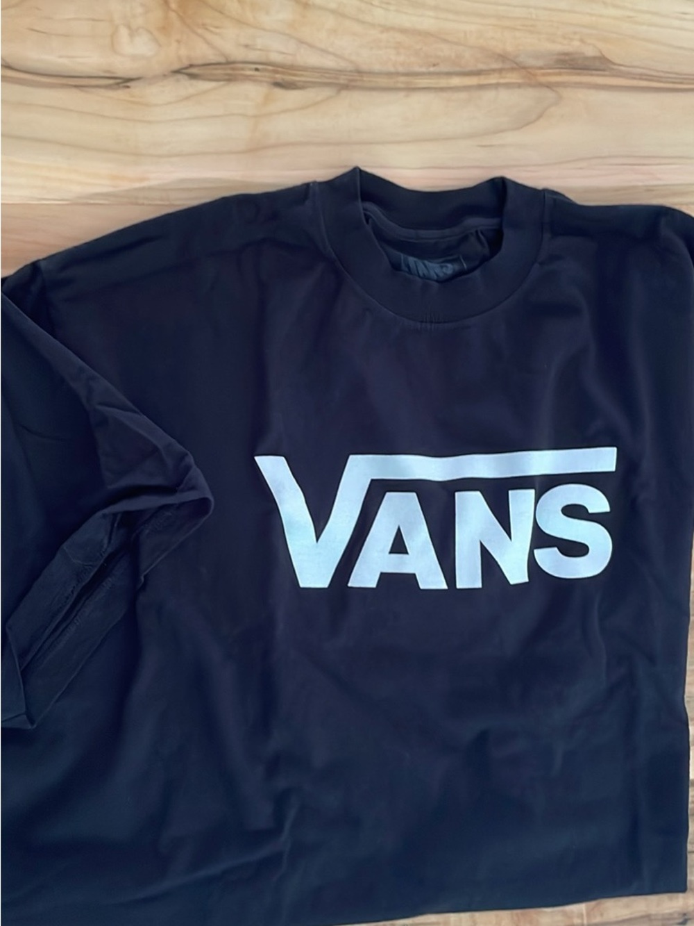 Vans Black T-shirt with Faded Blue Logo Print
